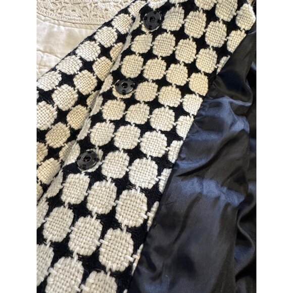 VTG XS Geometric Tweed  Wool Cropped Peplum Cardigan Jacket lg buttons  Classic - Picture 8 of 14